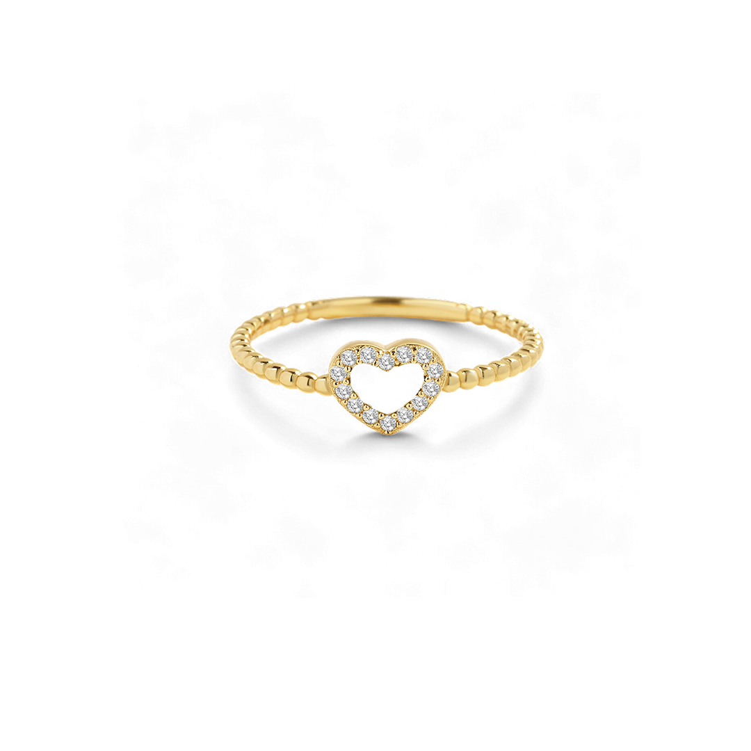 Tiny Gemstone Heart Stacking Ring
