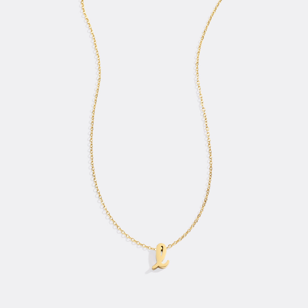 Tiny Script Initial Necklace