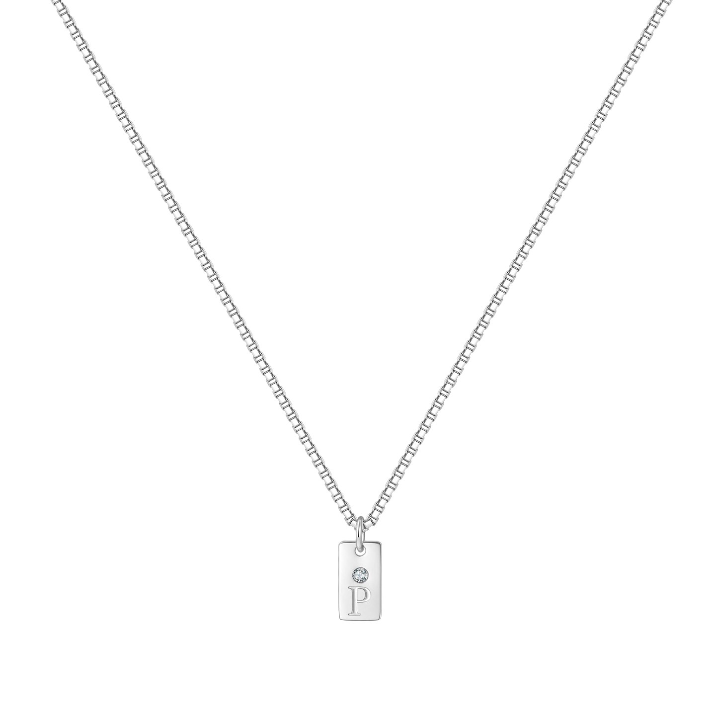 Dainty Pave Tag Initial Necklace