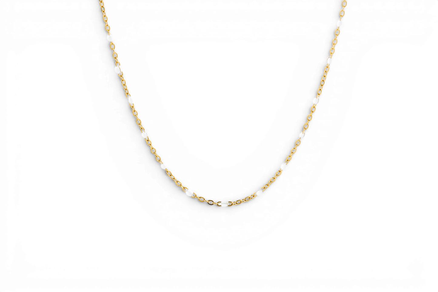 White Beaded Station Necklace