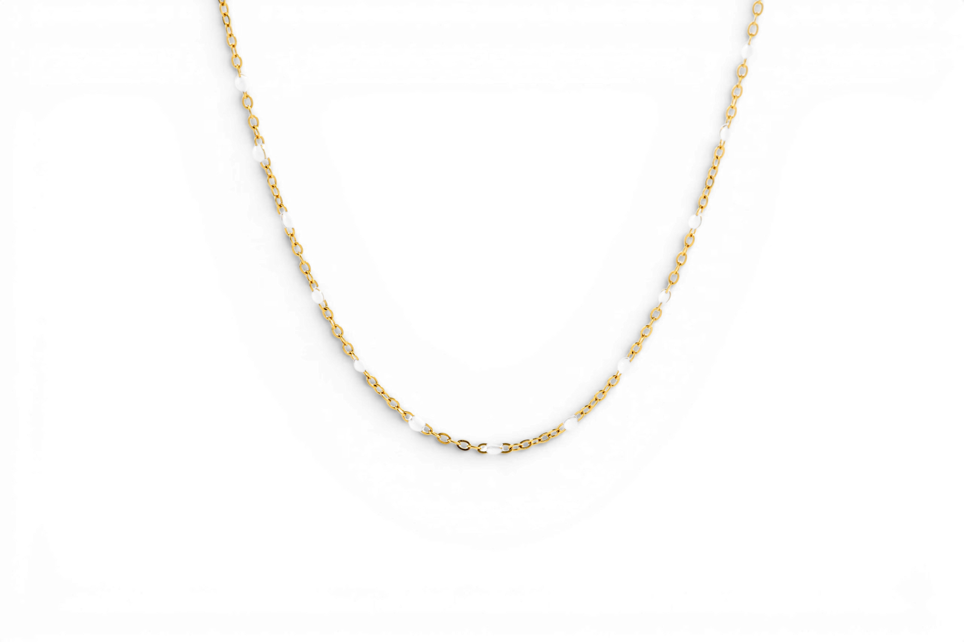 White Beaded Station Necklace