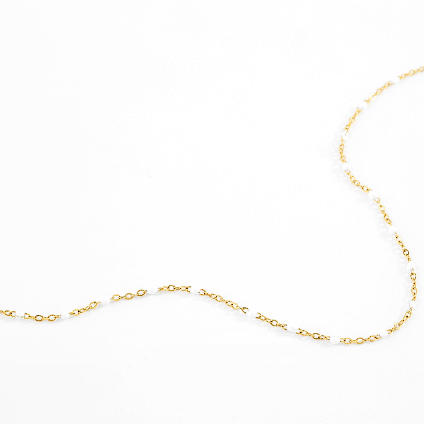 White Beaded Station Necklace