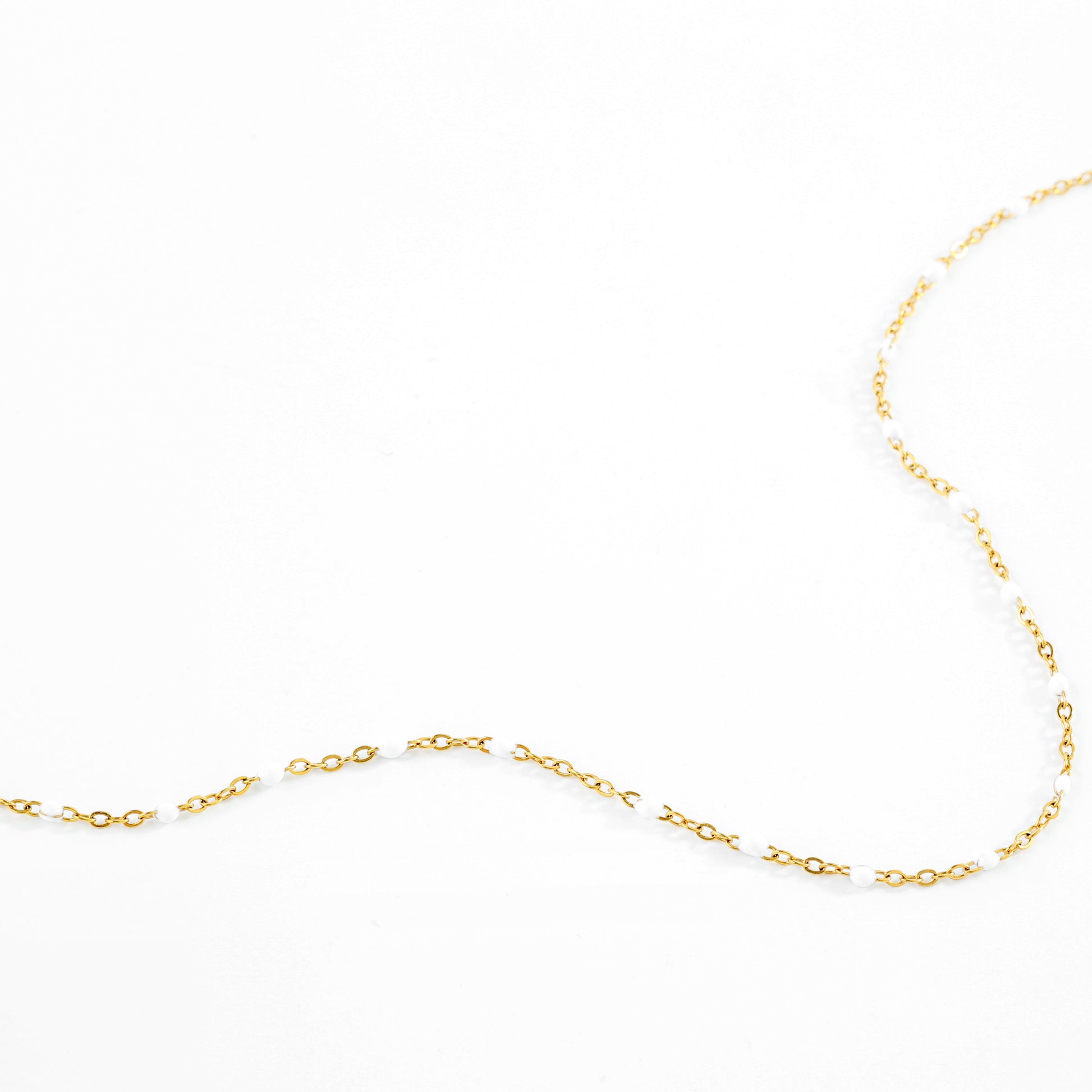 White Beaded Station Necklace