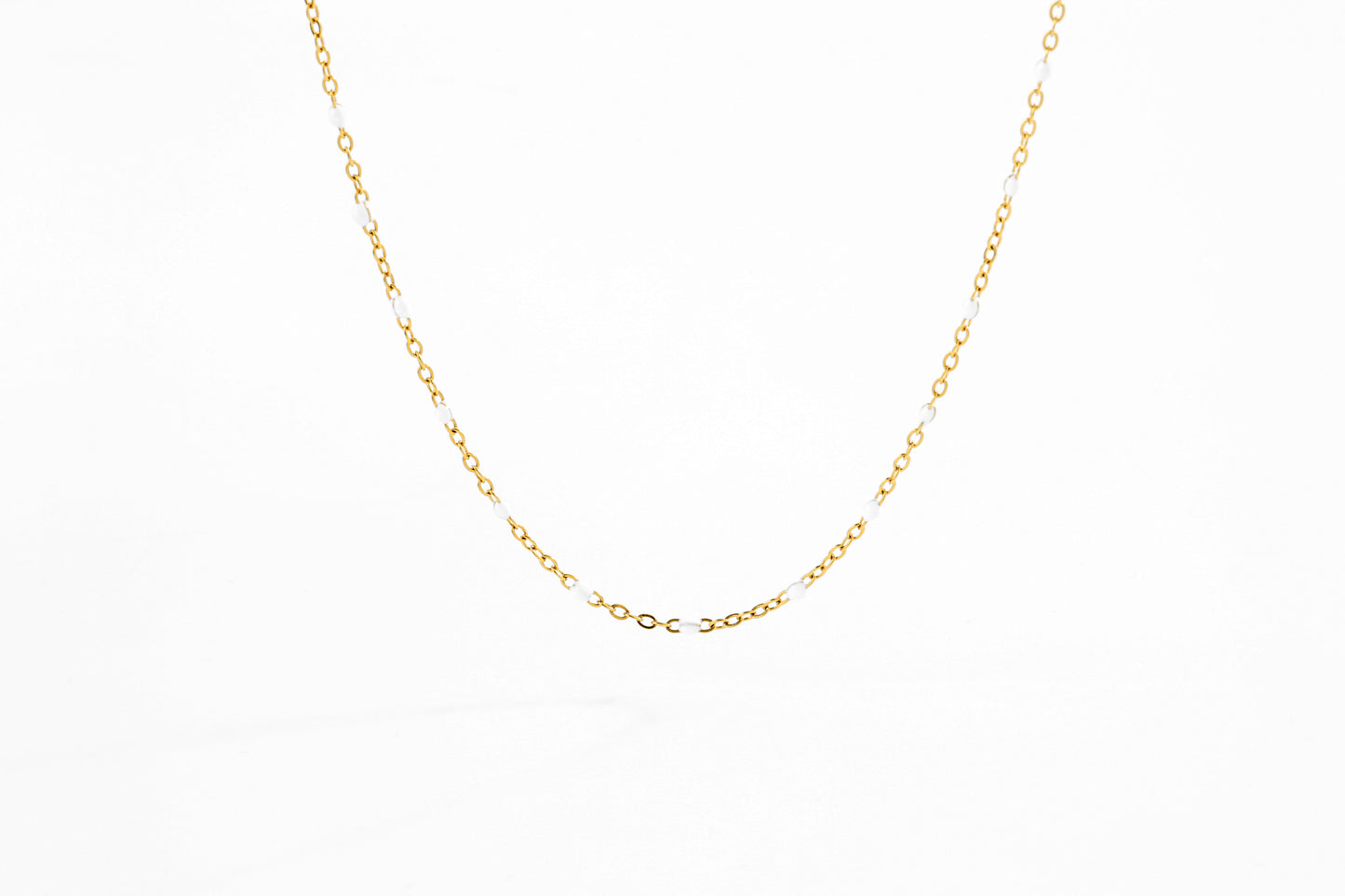 White Beaded Station Necklace