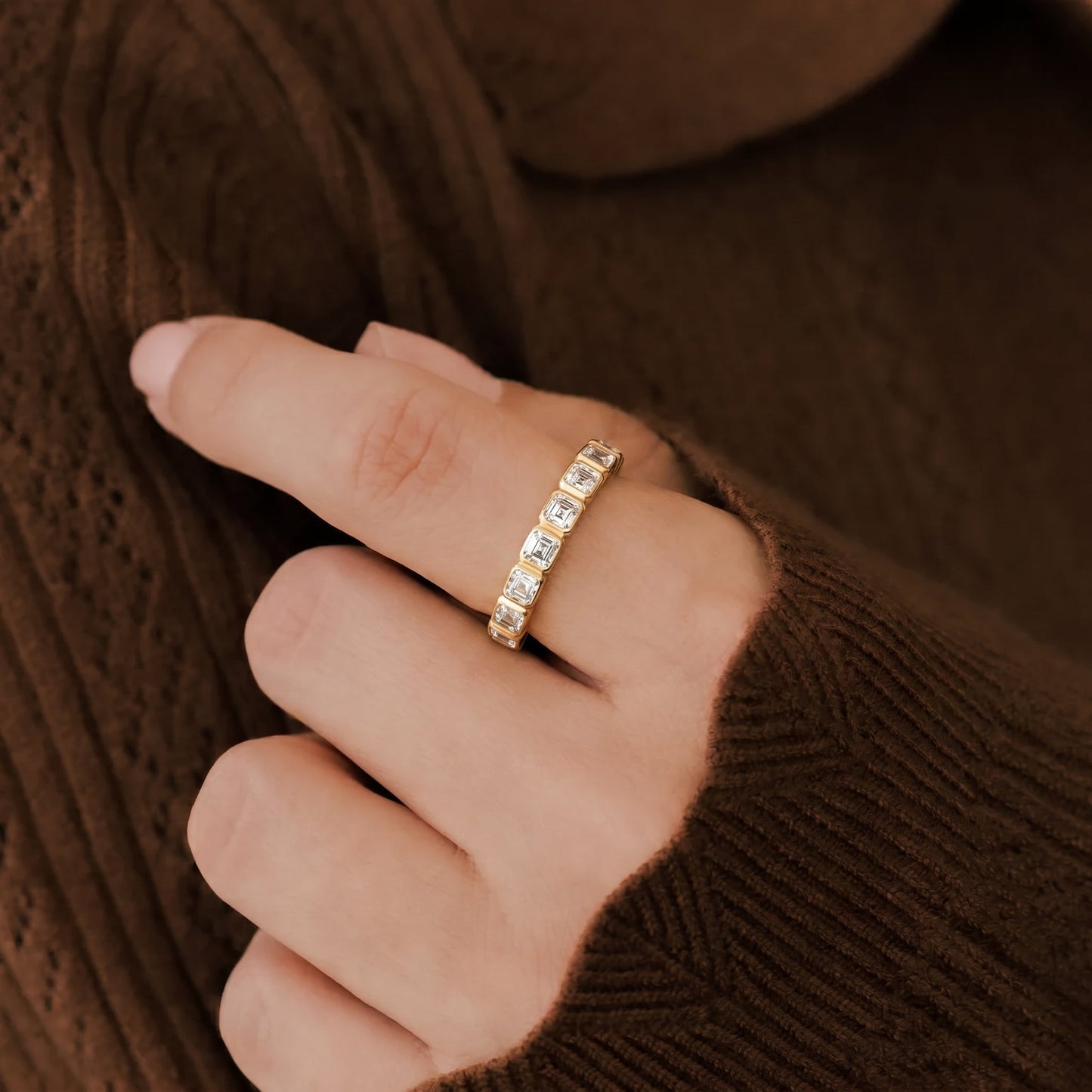 Emerald Cut Birthstone Eternity Ring