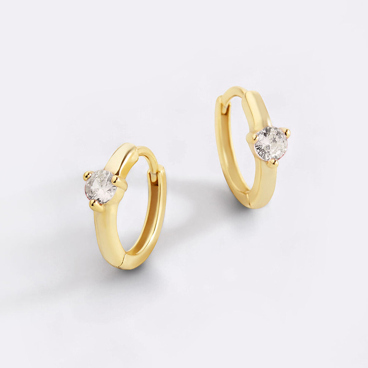Solitaire Birthstone Huggie Hoop Earrings