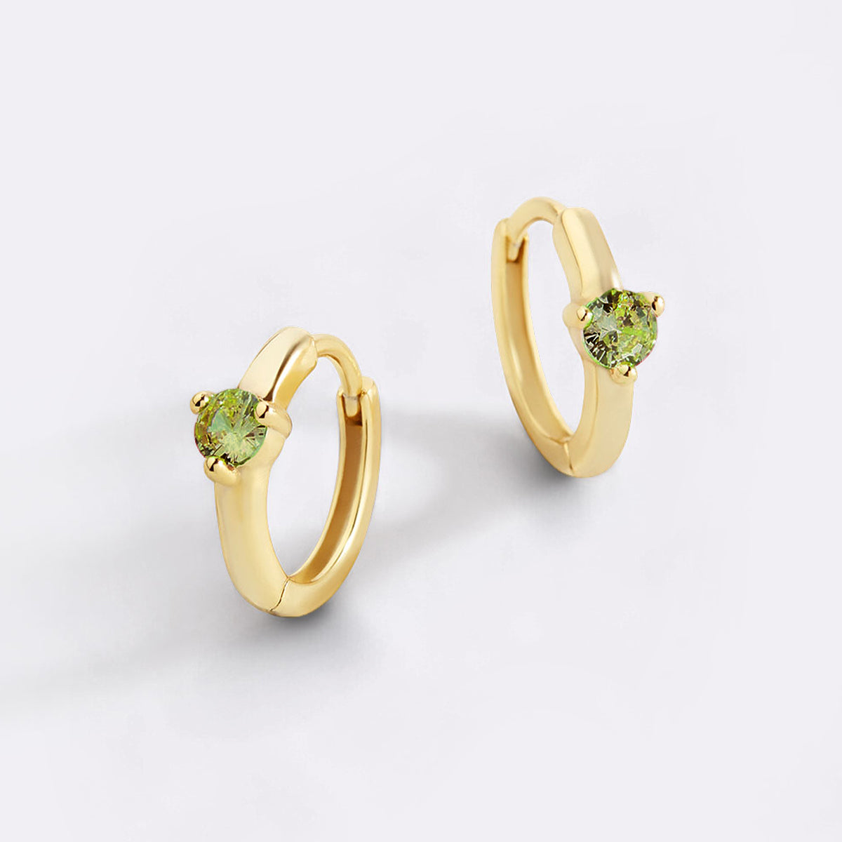 Solitaire Birthstone Huggie Hoop Earrings