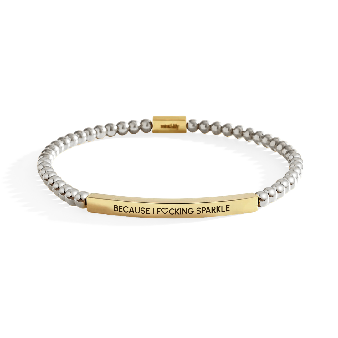Because I F♡cking Sparkle Gold Beaded Inspire Bracelet