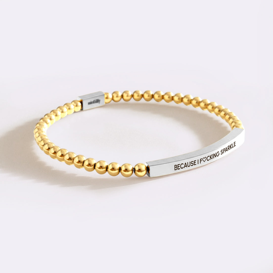 Because I F♡cking Sparkle Gold Beaded Inspire Bracelet