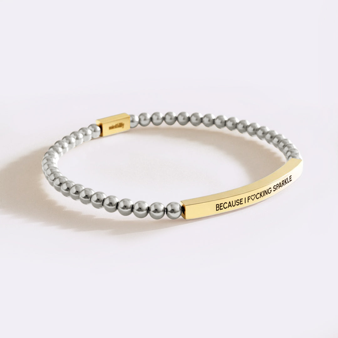 Because I F♡cking Sparkle Gold Beaded Inspire Bracelet