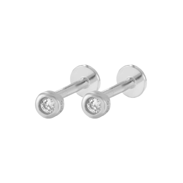 Bezel Stud Flatback Earrings | 16g