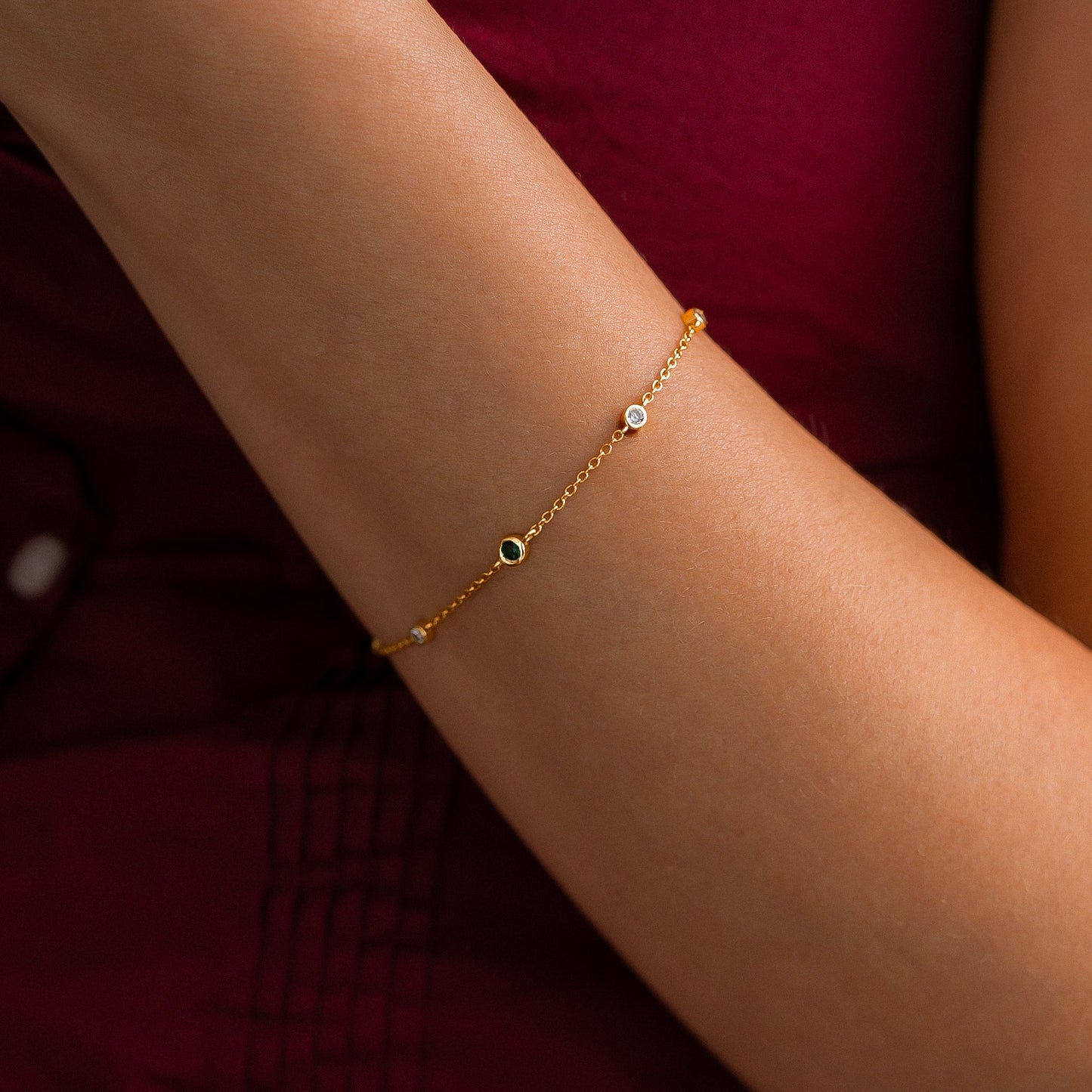 April Birthstone Station Bracelet