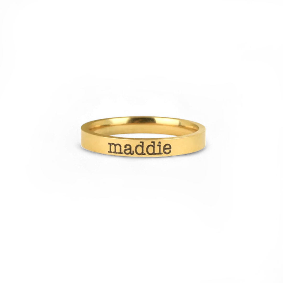 Engraved Stackable Name Ring | 3mm Band