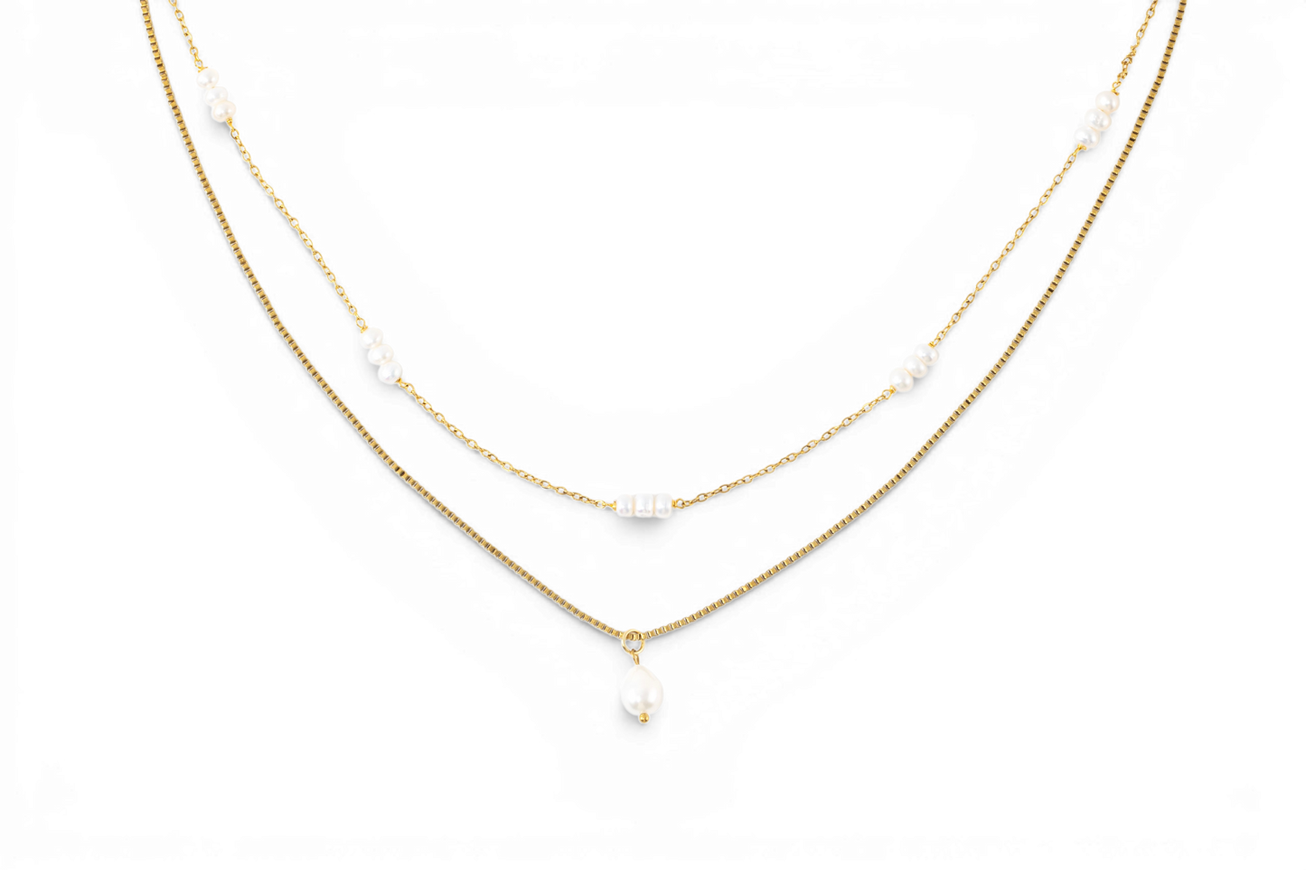Dainty Layered Pearl Necklace