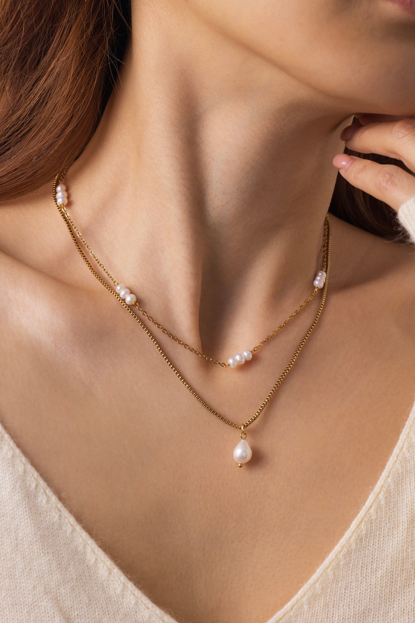 Dainty Layered Pearl Necklace