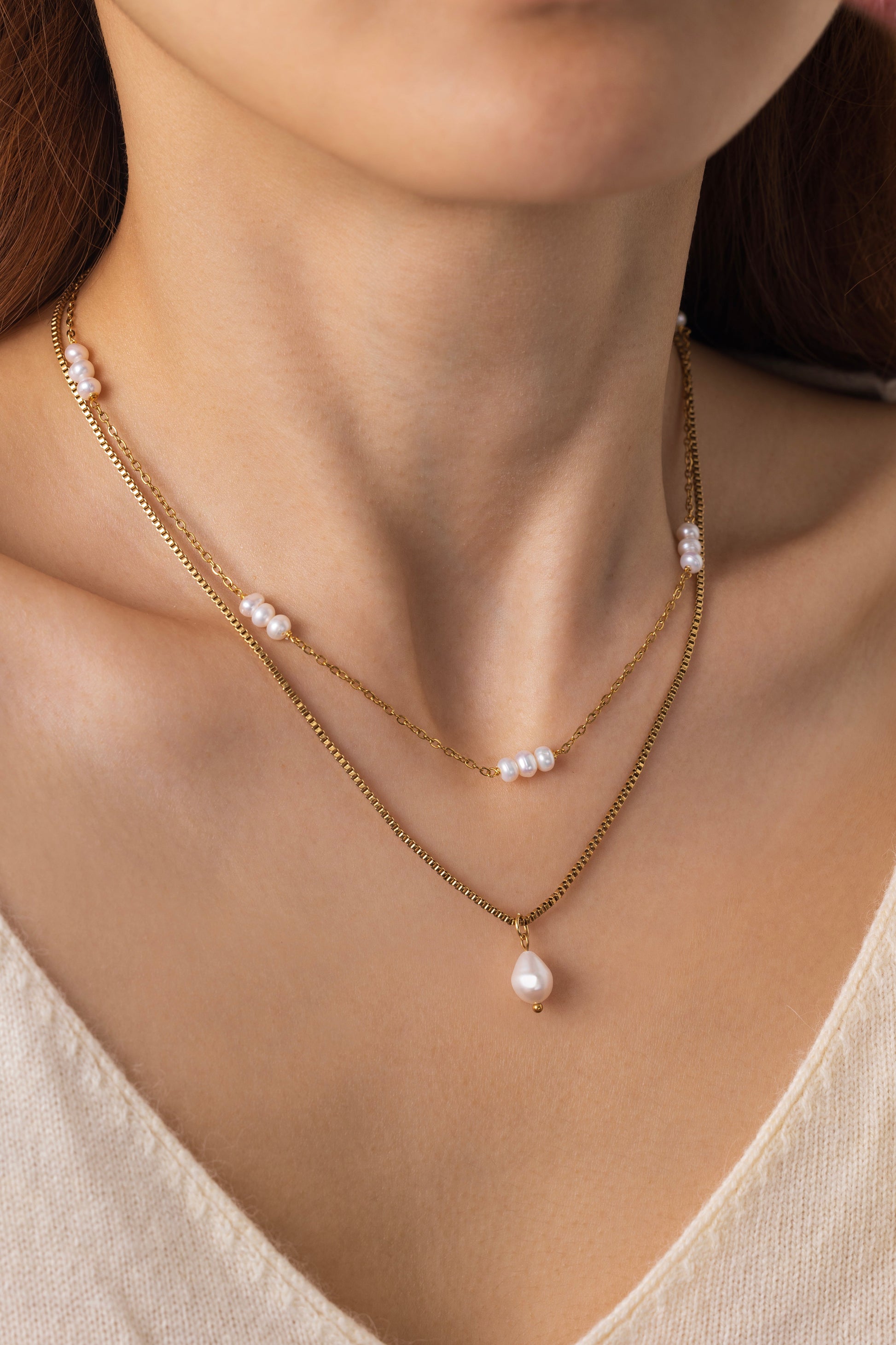 Dainty Layered Pearl Necklace