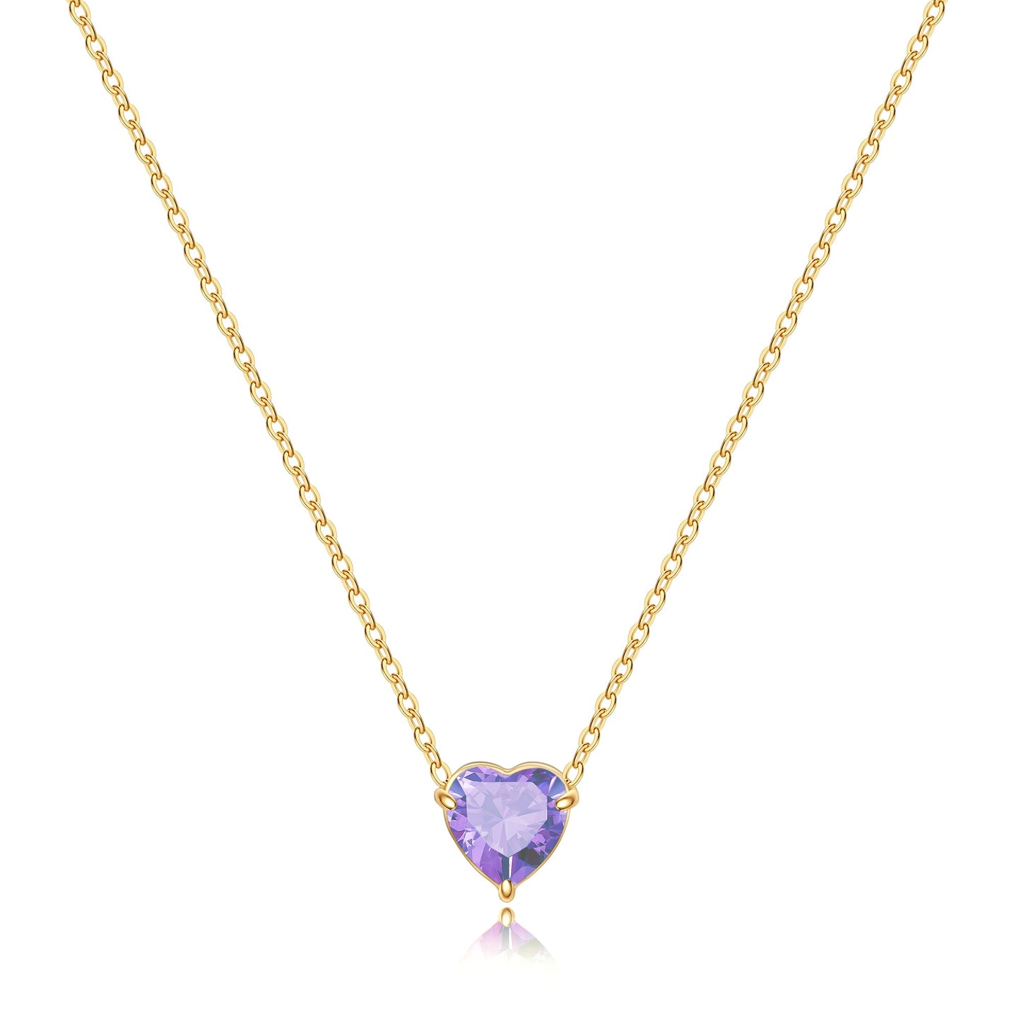 Dainty Birthstone Heart Necklace