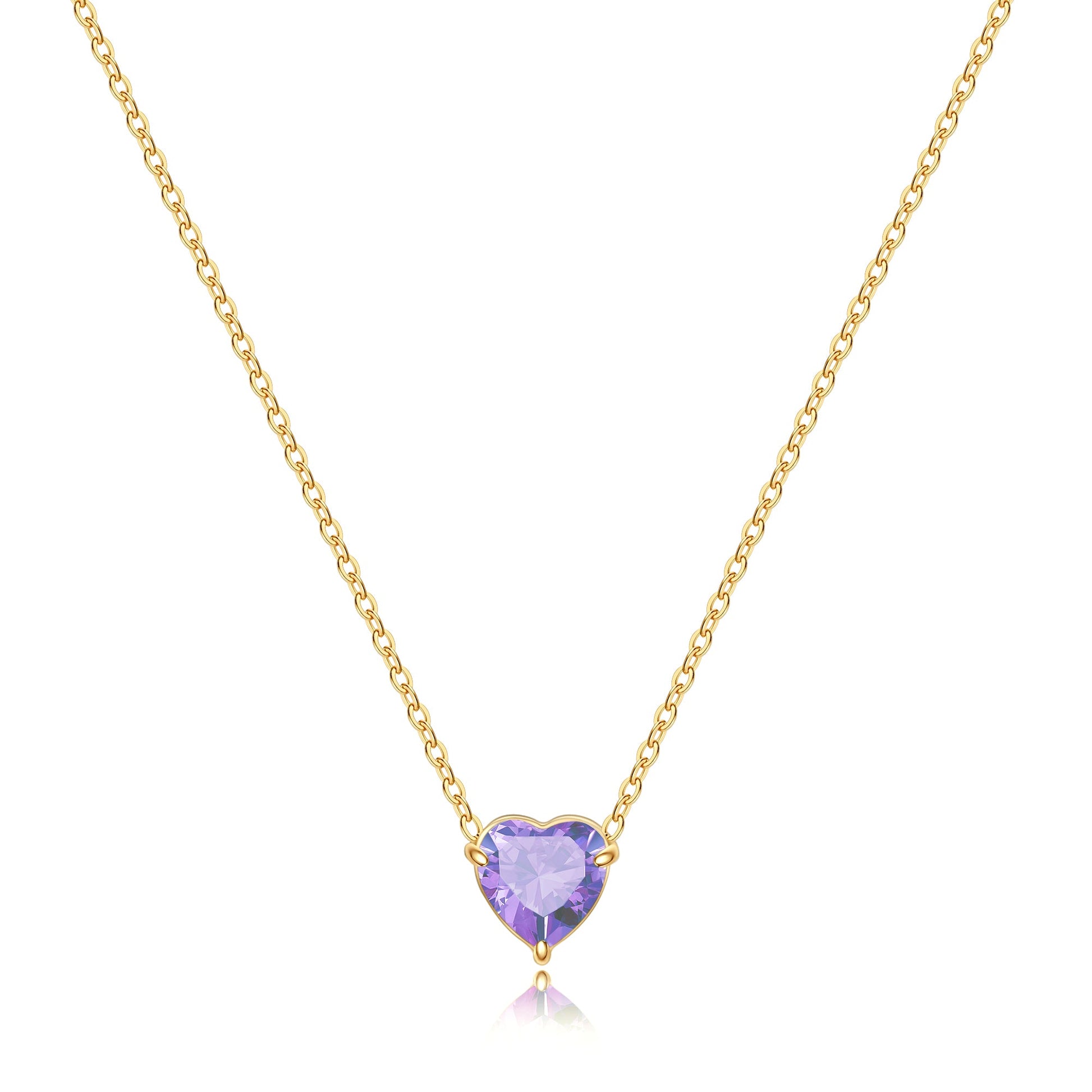 Dainty Birthstone Heart Necklace