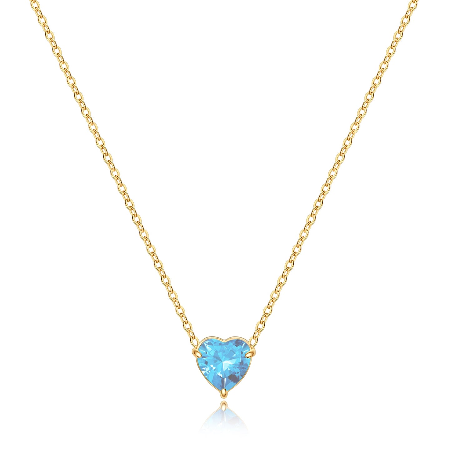 Dainty Birthstone Heart Necklace