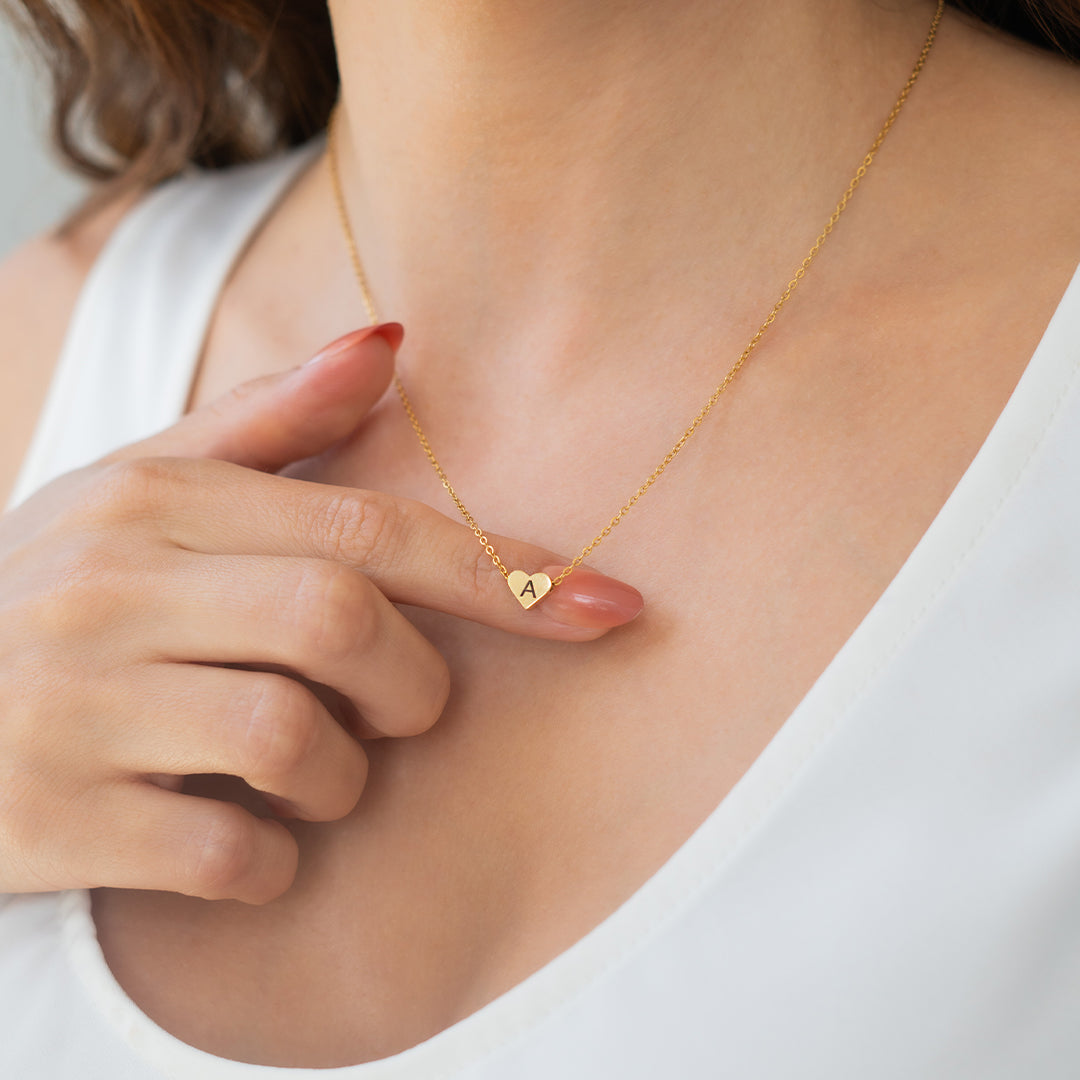 Dainty Heart Initial Necklace