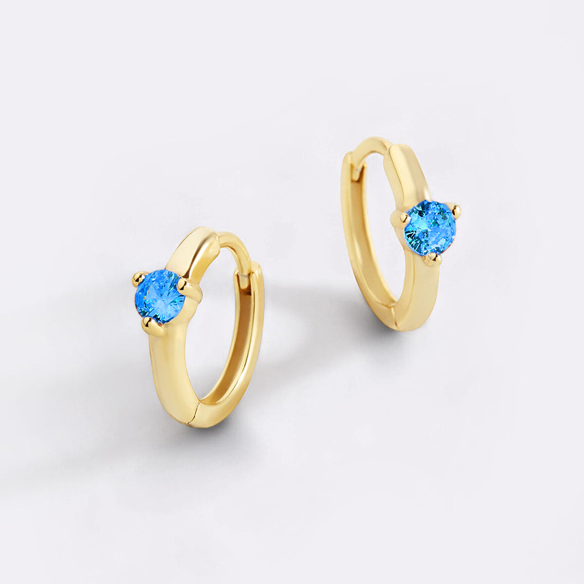 Solitaire Birthstone Huggie Hoop Earrings