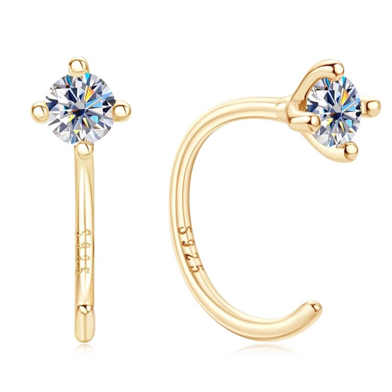 Dainty Diamond Threader Hoop Earrings