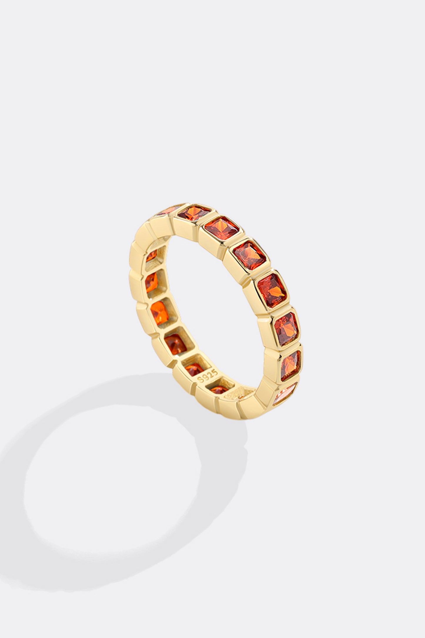Emerald Cut Birthstone Eternity Ring