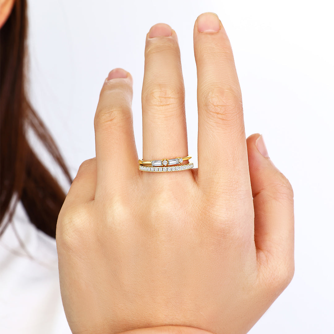 Morse Code and Micro Pave Eternity Ring Stacking Set