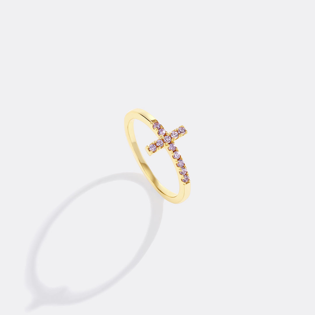 Birthstone Cross Ring