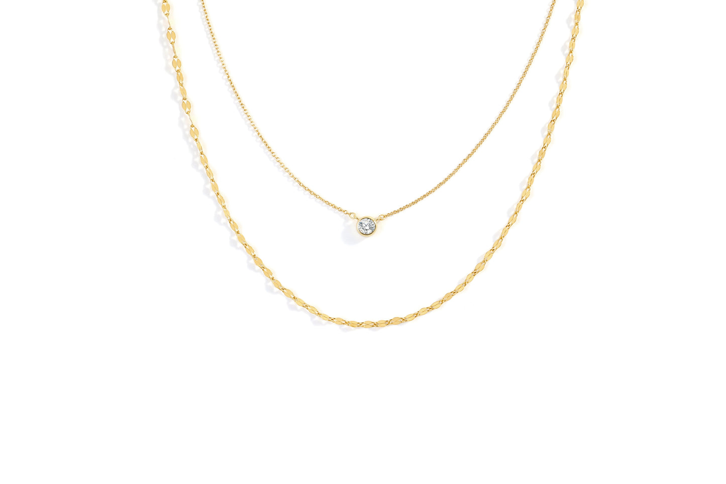Classic Bezel Necklace and Petal Chain Set