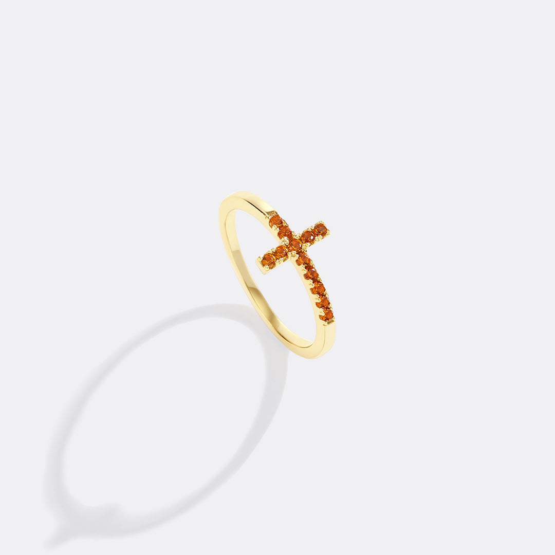 Birthstone Cross Ring