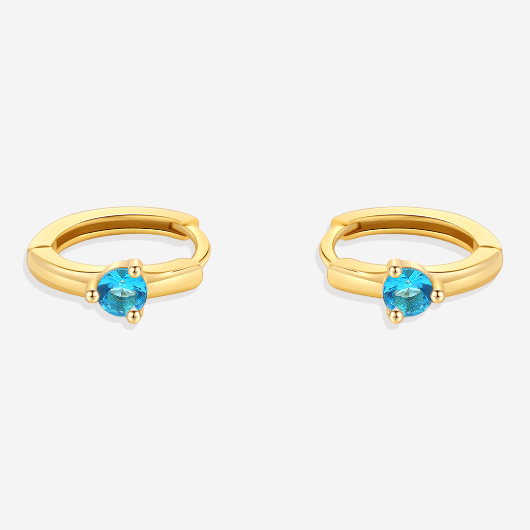 Solitaire Birthstone Huggie Hoop Earrings