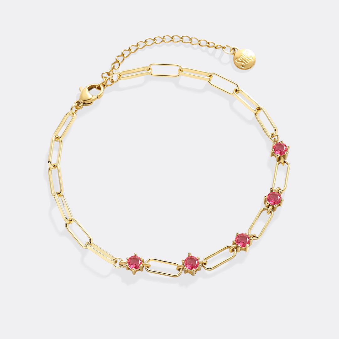 Paperclip Bracelet with Gemstone Accents