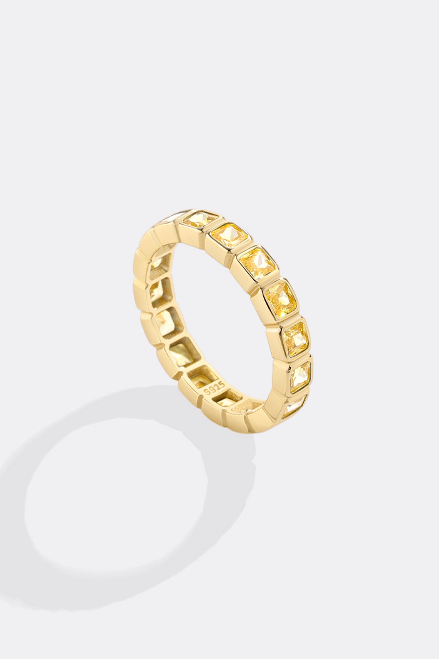 Emerald Cut Birthstone Eternity Ring