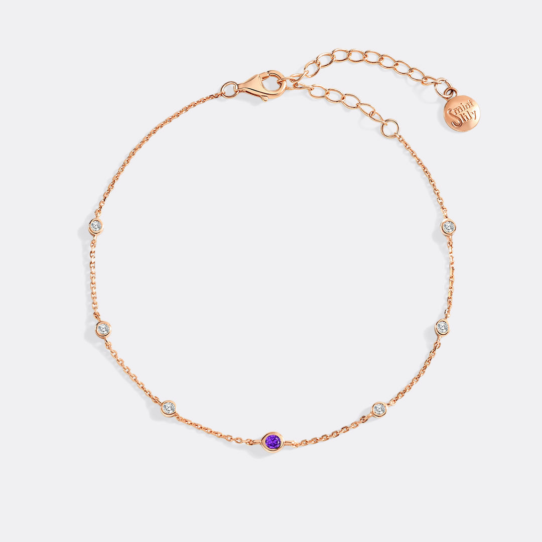 February Birthstone Station Bracelet