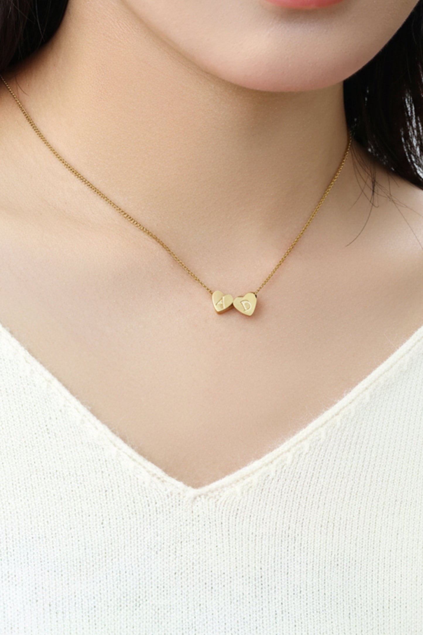 Dainty Heart Stacking Initial Necklace