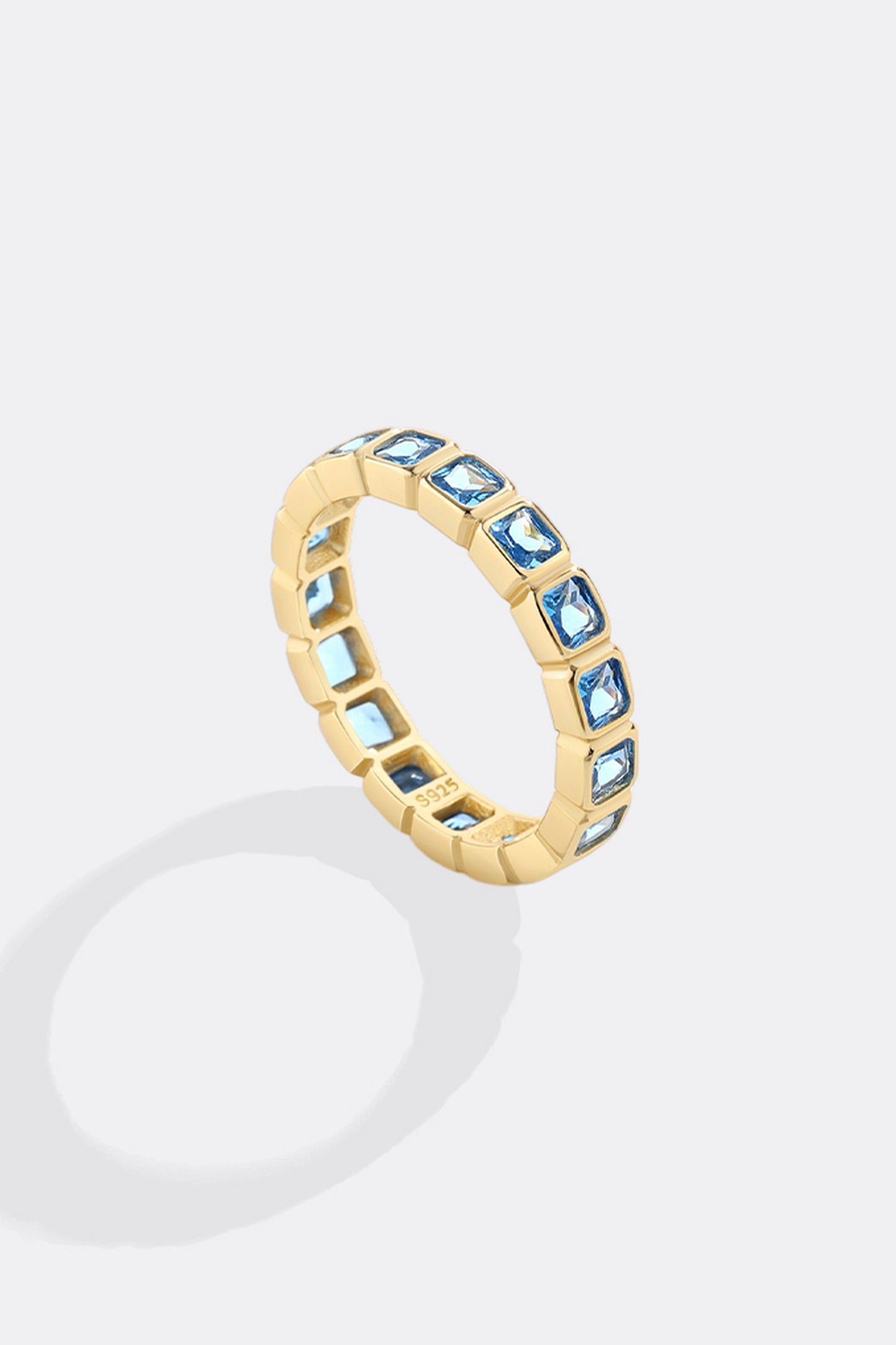 Emerald Cut Birthstone Eternity Ring