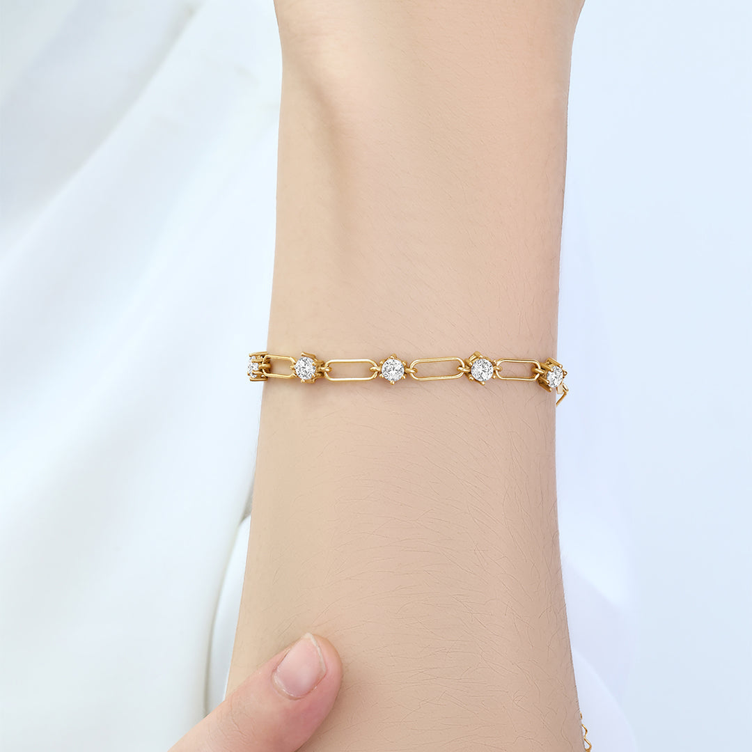 Paperclip Bracelet with Gemstone Accents