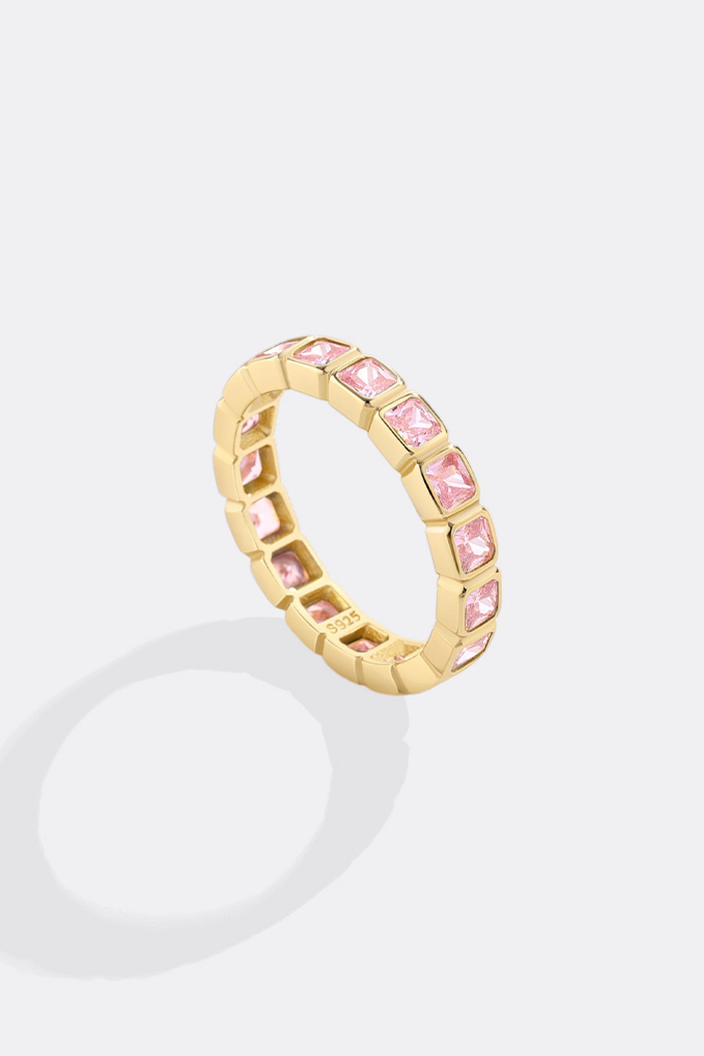 Emerald Cut Birthstone Eternity Ring