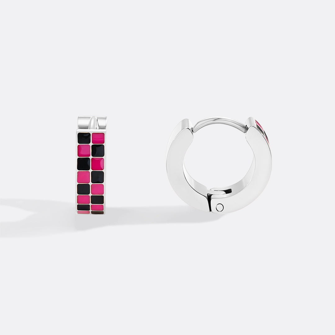 Checkered Hoop Earrings