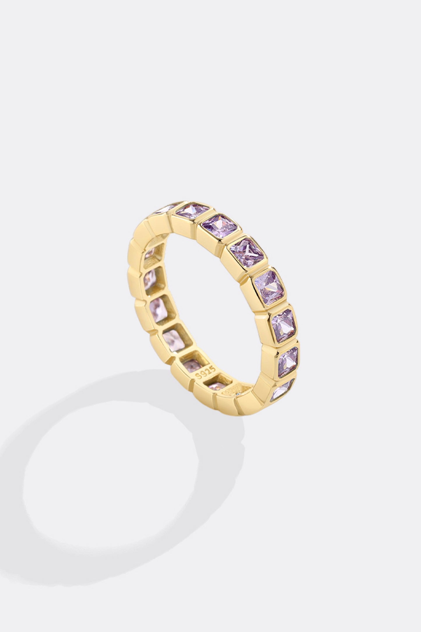 Emerald Cut Birthstone Eternity Ring