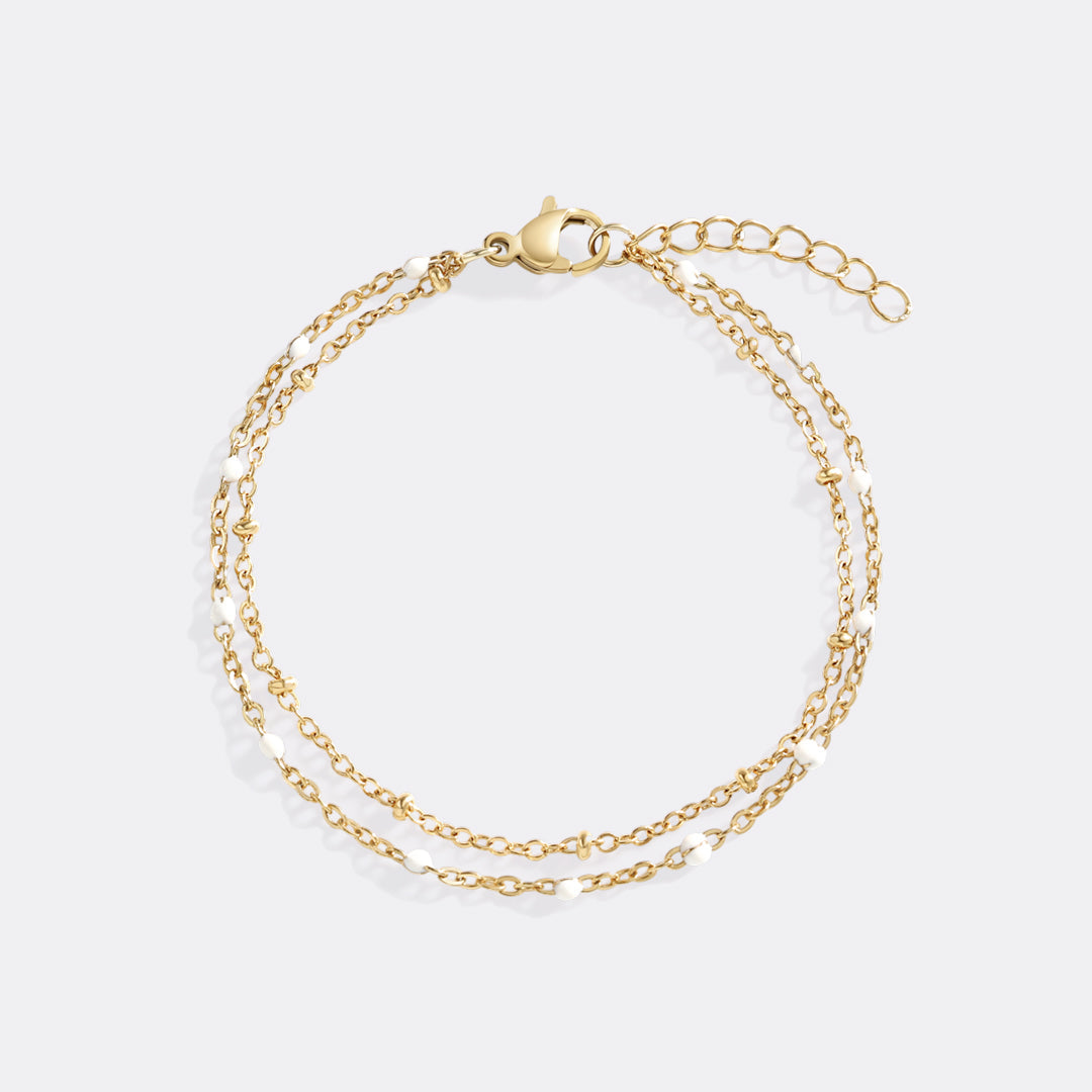 Dainty Double Chain Beaded Bracelet