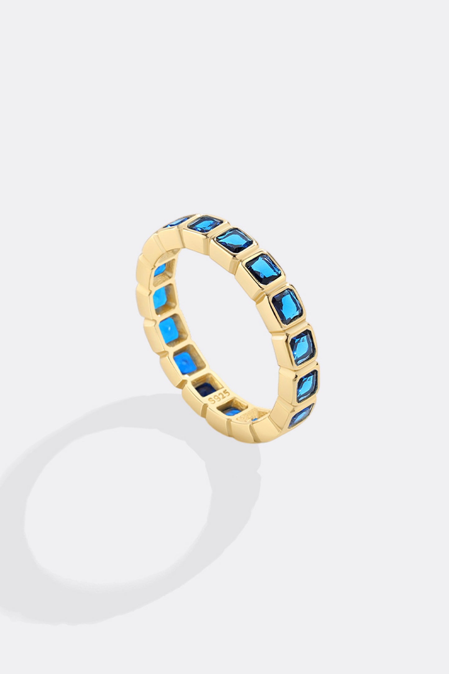 Emerald Cut Birthstone Eternity Ring
