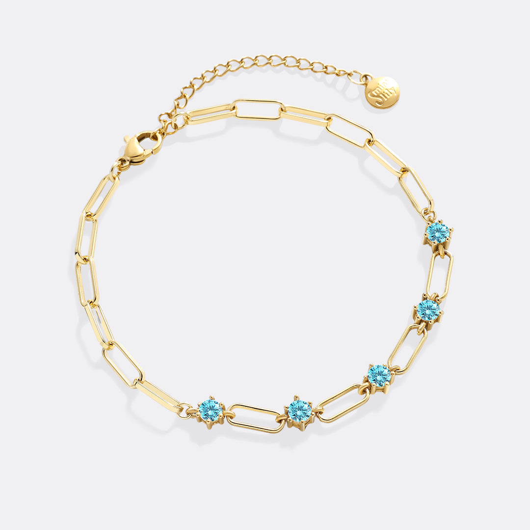 Paperclip Bracelet with Gemstone Accents