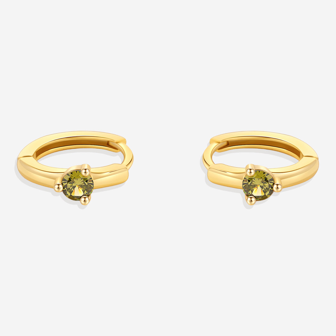 Solitaire Birthstone Huggie Hoop Earrings