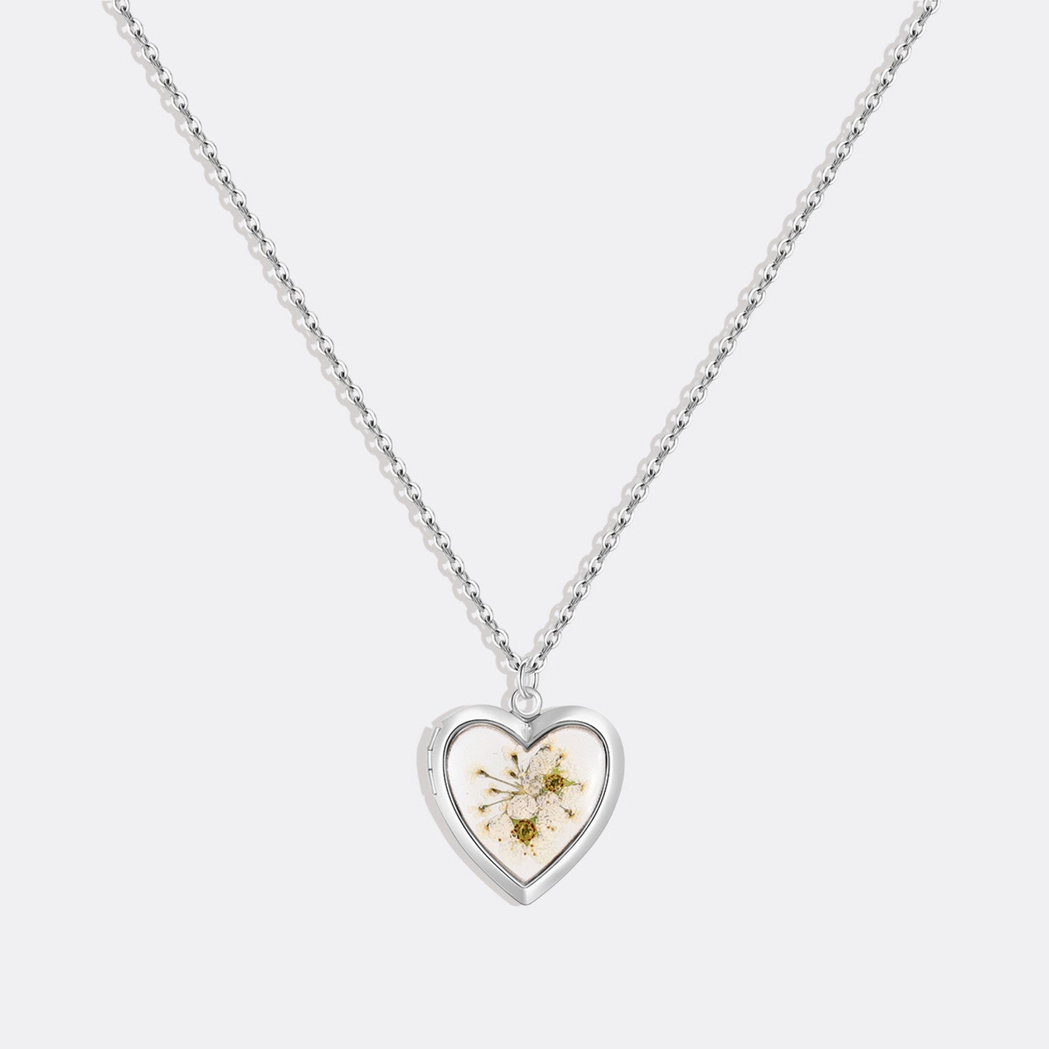 Handmade Pressed Flower Photo Heart Locket
