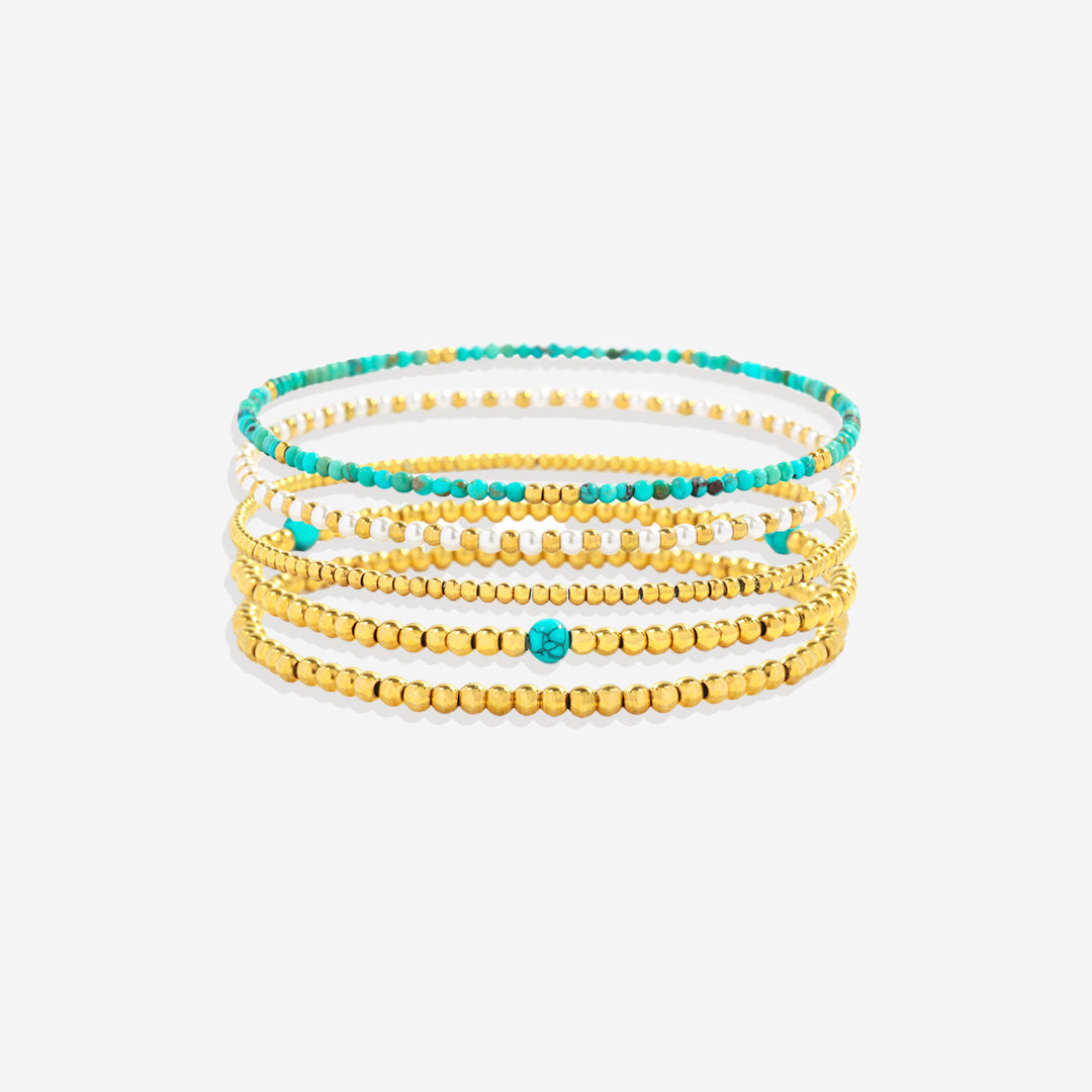 Turquoise Beaded Bracelet Stacking Set