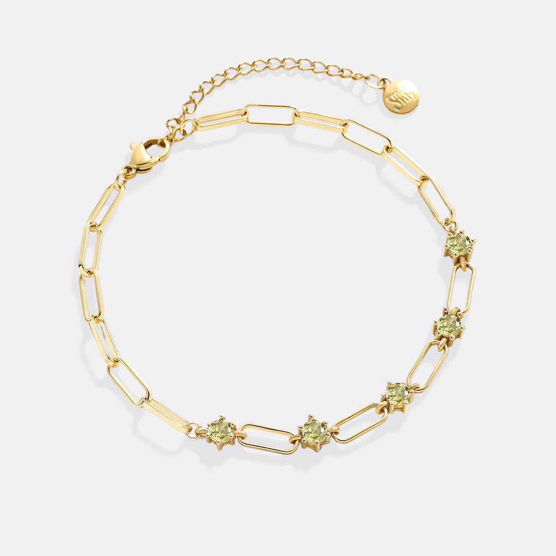 Paperclip Bracelet with Gemstone Accents