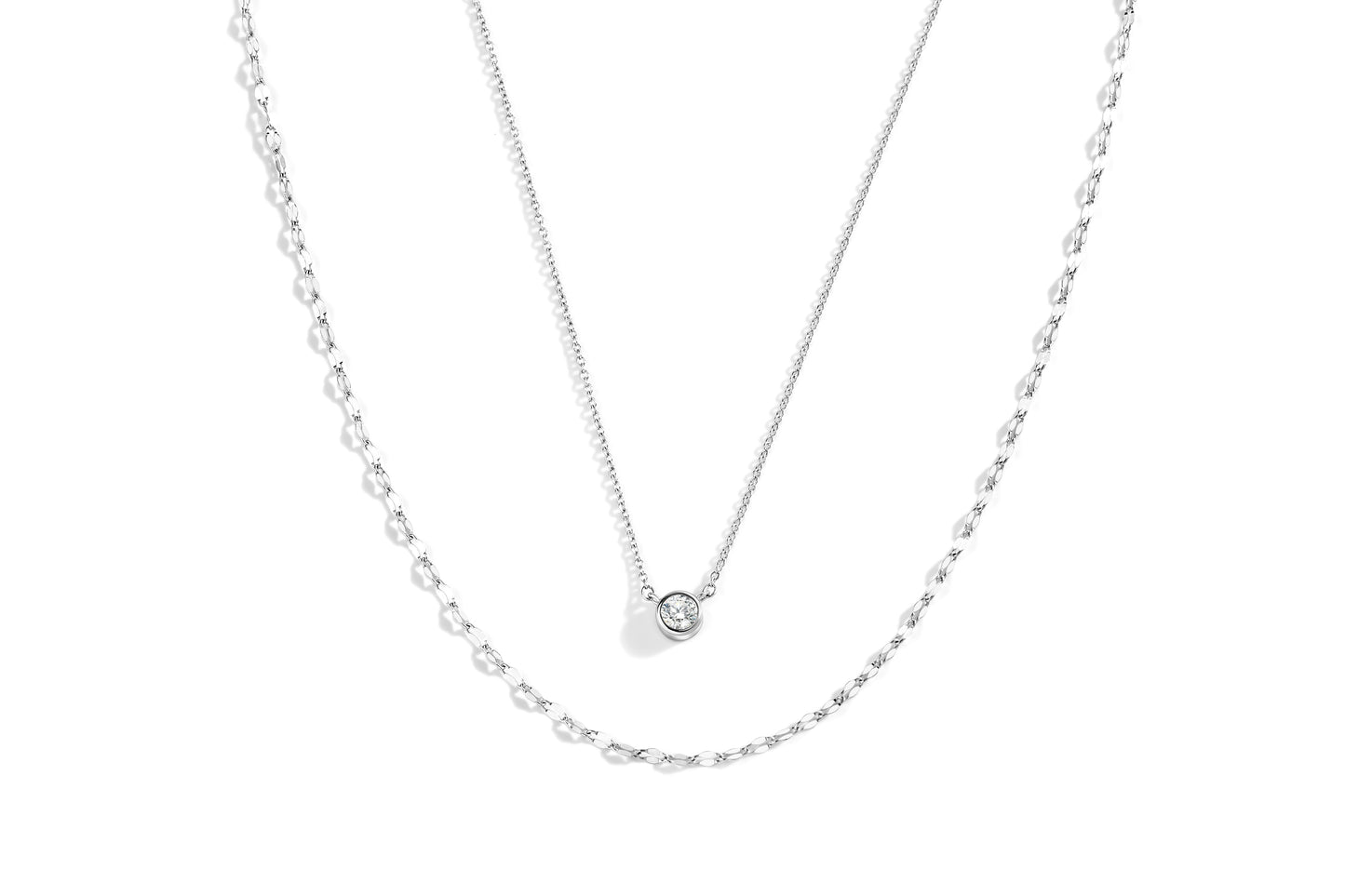Classic Bezel Necklace and Petal Chain Set
