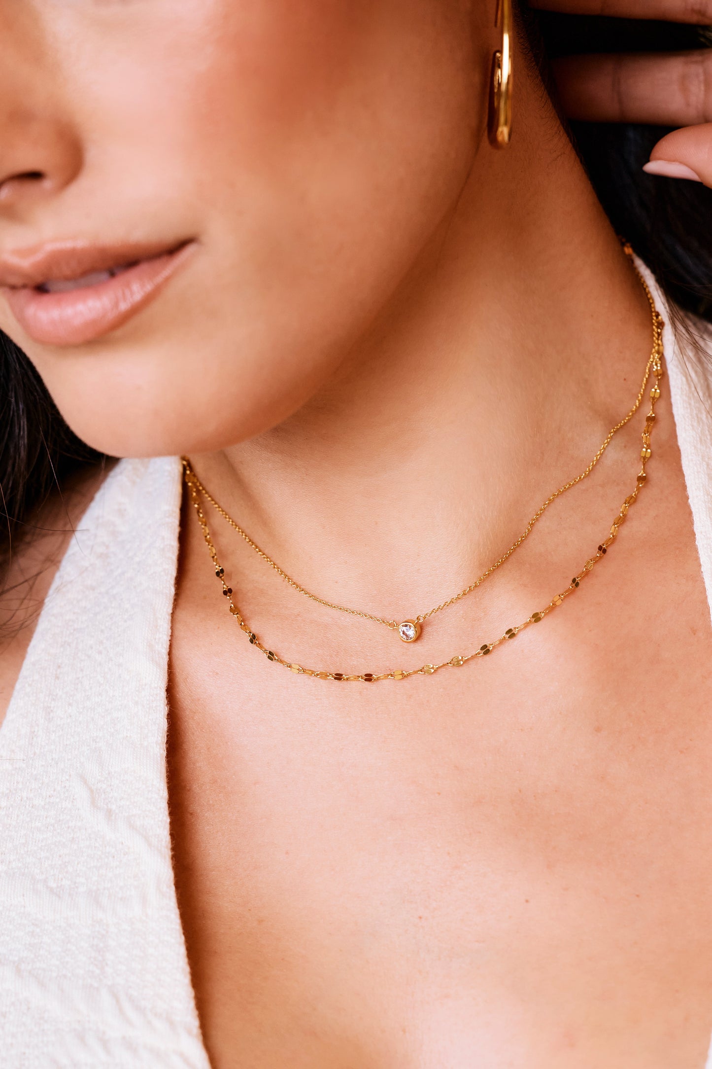 Classic Bezel Necklace and Petal Chain Set
